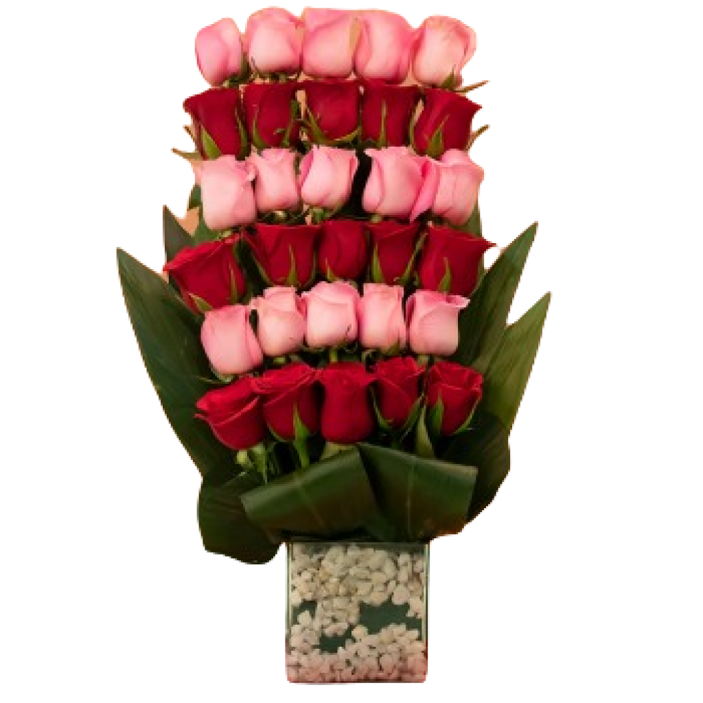 Romantic Roses Glass Vase Arrangement