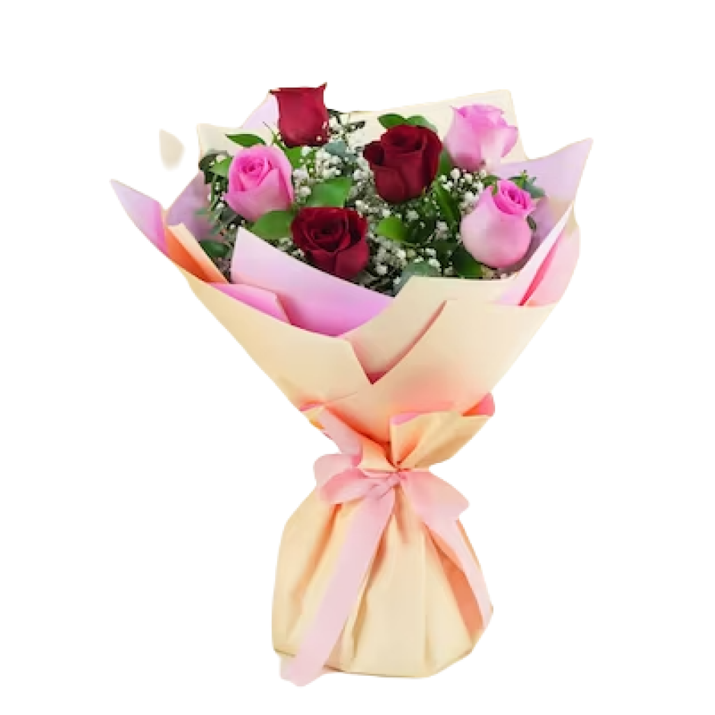 Nice Pink and Red Roses Bouquet