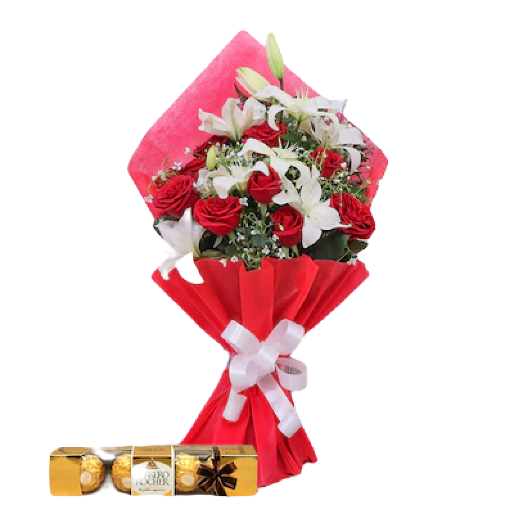 Lilies with chocolate bouquet