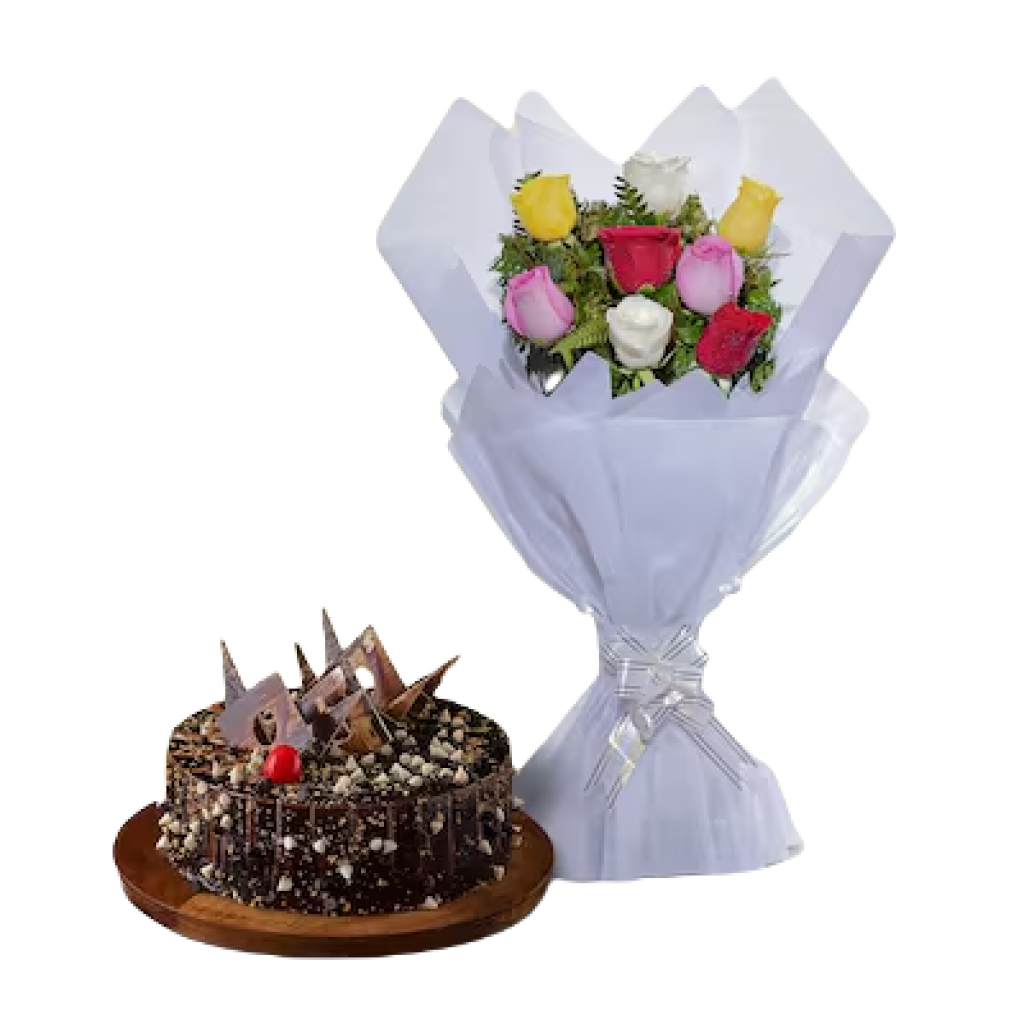 Roses with Truffle Choco Cake Combo