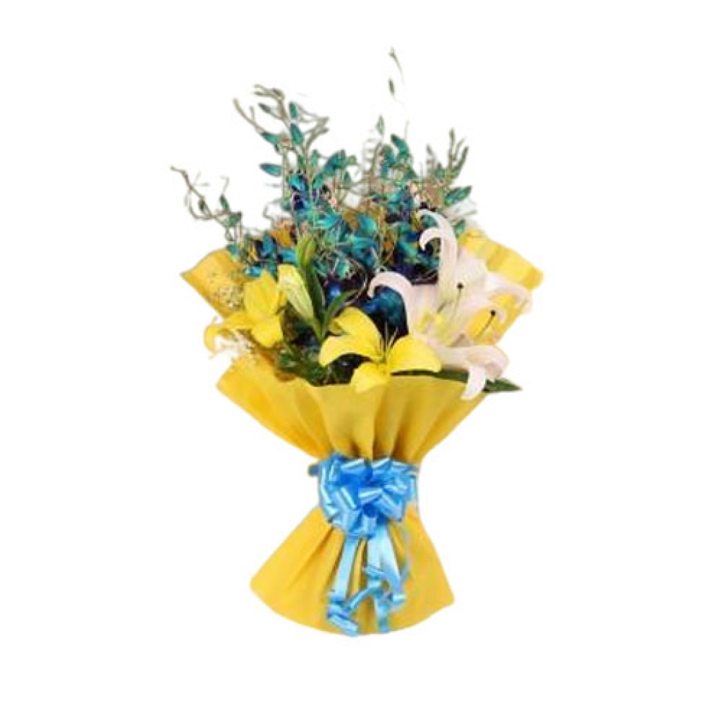 Exotic Lilies and Orchids Flower Bouquet