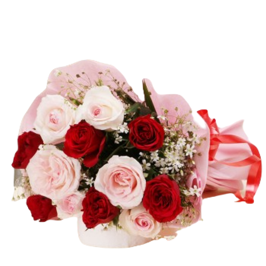 Lovely Pink and Red Roses Bouquet