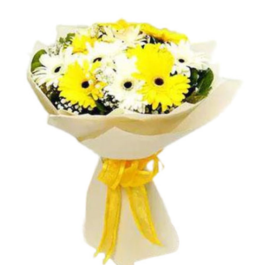 Yellow & White Gerbera Bouquet