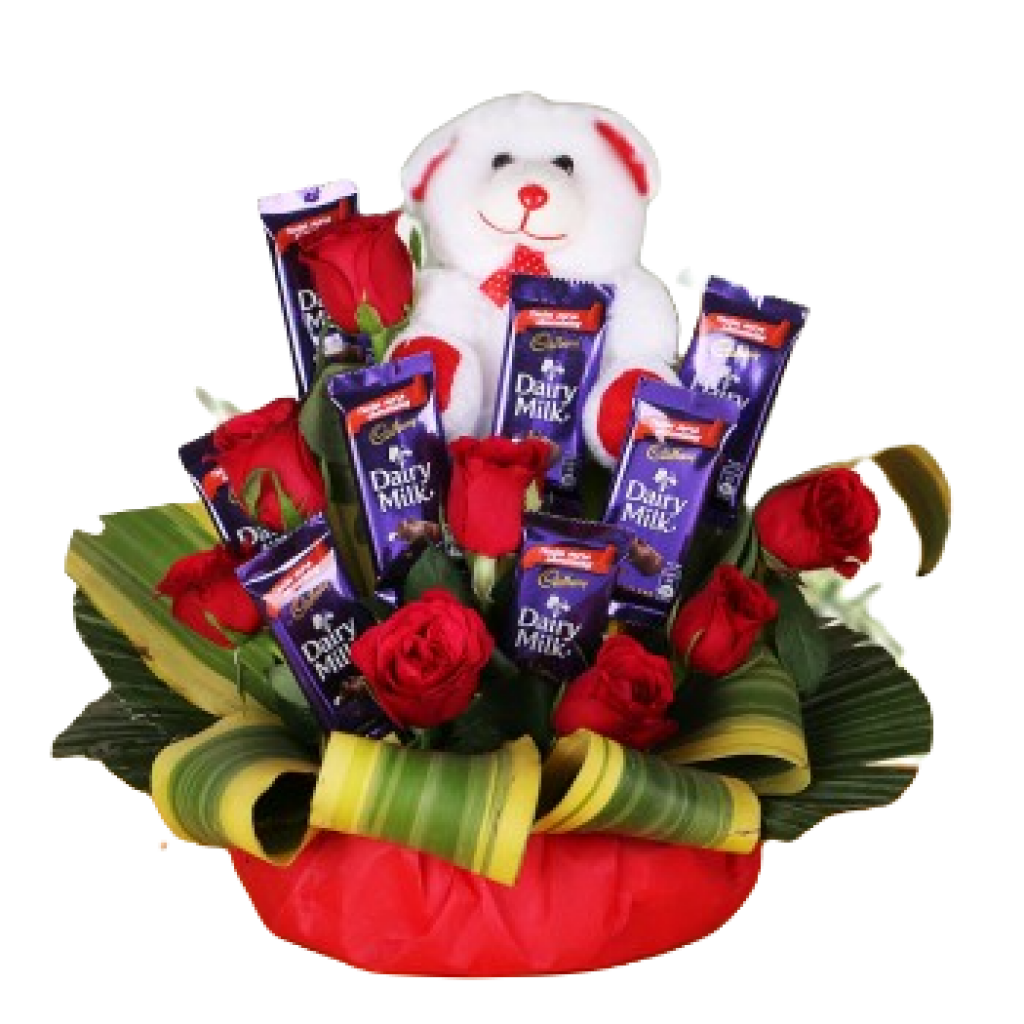 Cute Teddy Flowers Chocolates