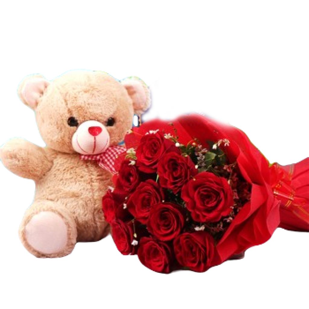 Roses and Teddy Birthday Gift
