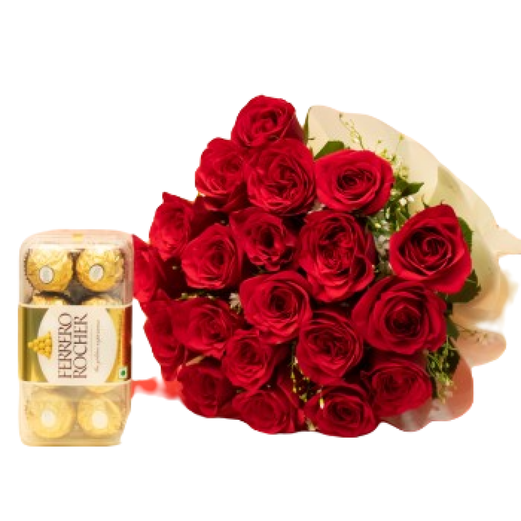Roses and Ferrero Chocolate Combo