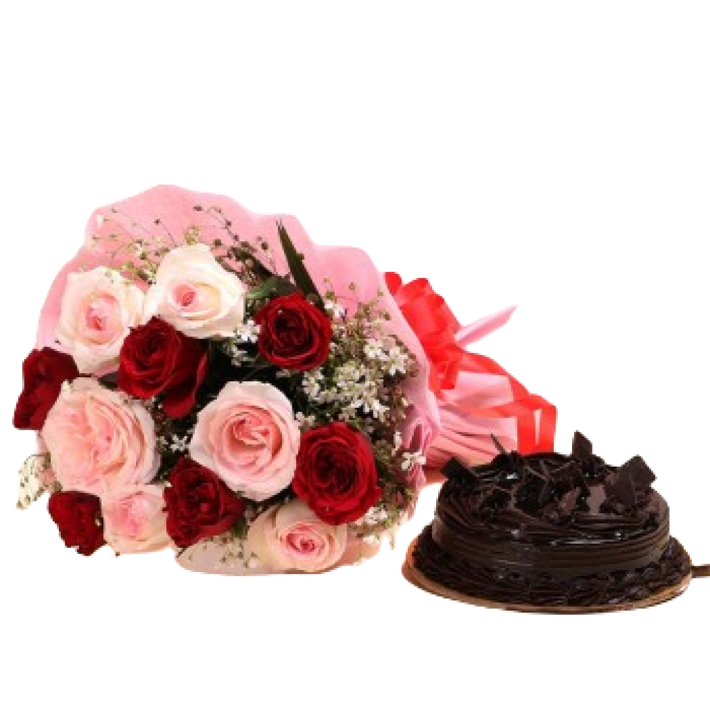 elegant roses with cake