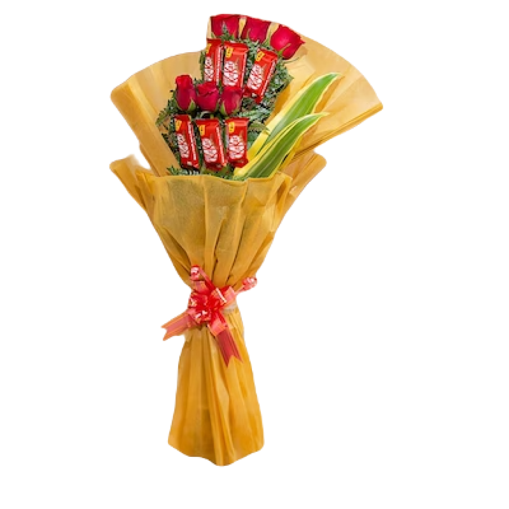 Love Red Roses with KitKat Chocolate