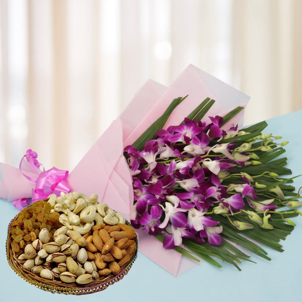 Flowers with Dry Fruits combo