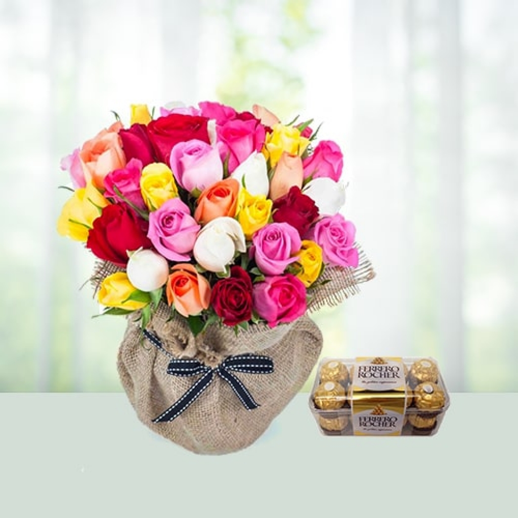 Women's Day Flowers with chocolates combo
